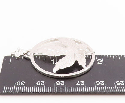 925 Sterling Silver Vintage Pendant EMC FRONT Maple Leaf Cutout Charm  PT26063