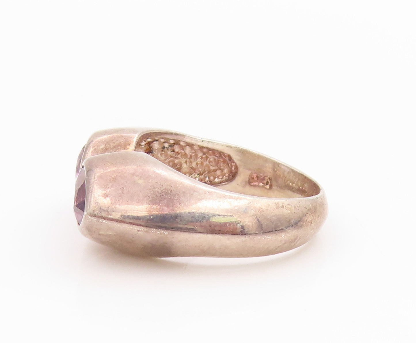 925 Sterling Silver Vintage Ring Classic Pear Cut Amethyst Band  Sz 6.5  RG35724