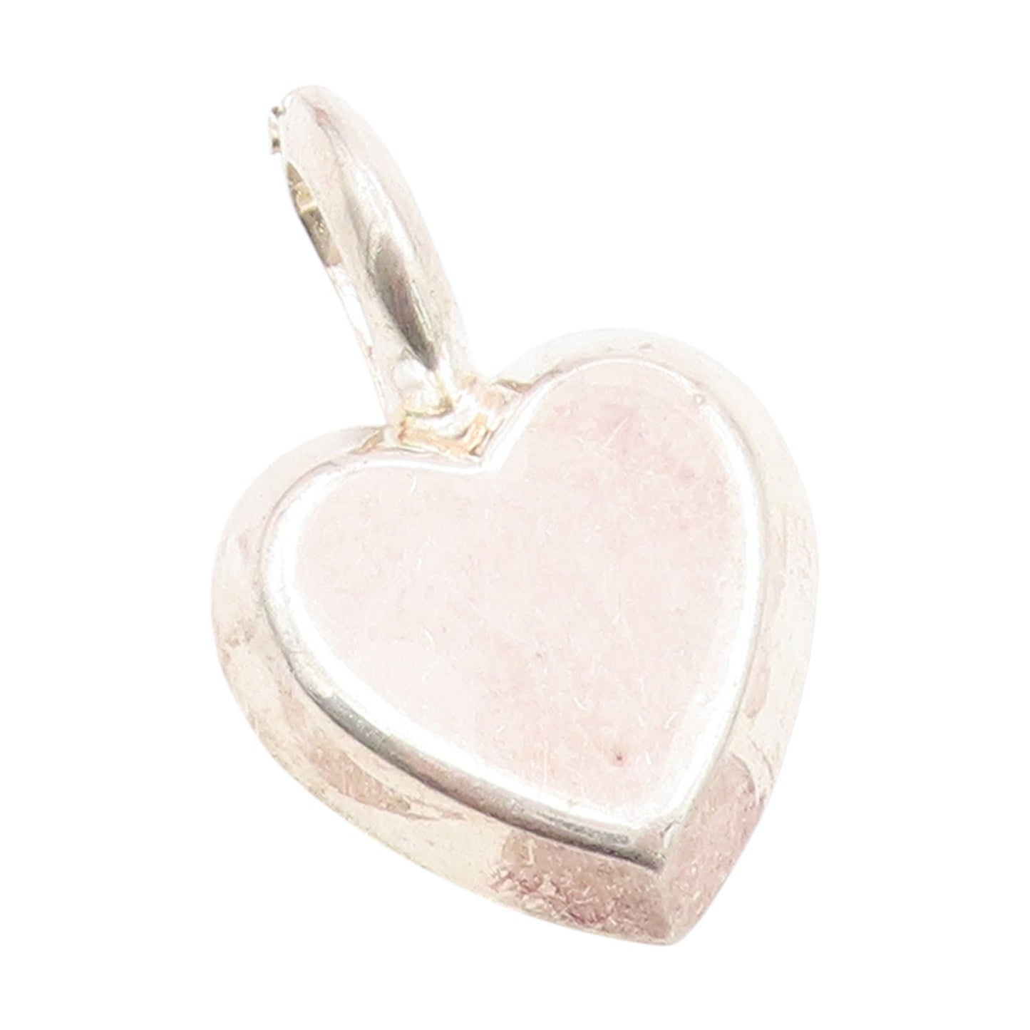 925 Sterling Silver Vintage Pendant Minimalist Solid Love Heart Charm  PT25415
