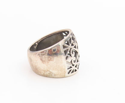 925 Sterling Silver Vintage Ring Intricate Scrollwork Wide Band  Sz 7  RG34897