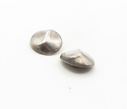 MEXICO 925 Sterling Silver  Vintage Dark Tone Dome Non Pierce Earrings  EG4852