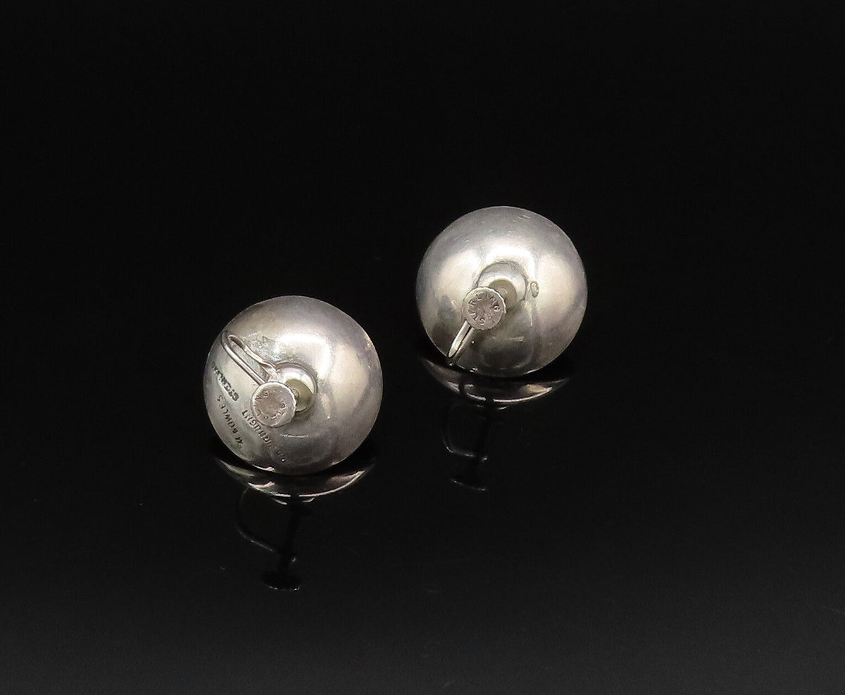 M. BOWLES 925 Silver  Vintage Enamel & Bead Ball Screw Back Earrings  EG12086
