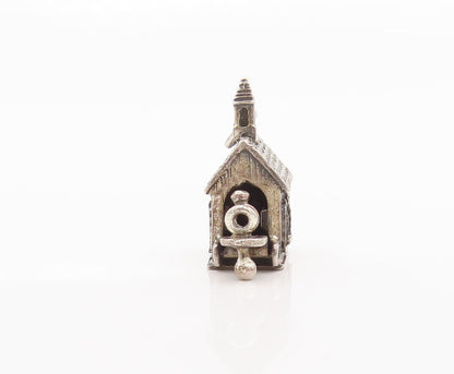 925 Sterling Silver Vintage Pendant DANECRAFT 3D Carved Wedding House  PT22651
