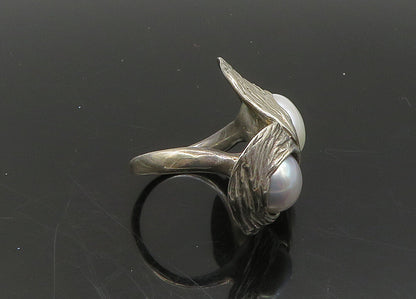 HAGIT GORALI ISRAEL 925 Silver  Vintage Pearls Cocktail Ring Sz 7  RG23248