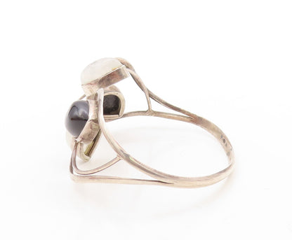 925 Sterling Silver Vintage Bracelet Cabochon Drop Shape Onyx & Glass   BT10893