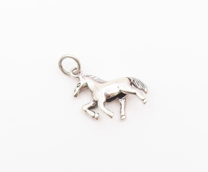 925 Sterling Silver  Vintage Shiny Petite Galloping Horse Pendant  PT18368
