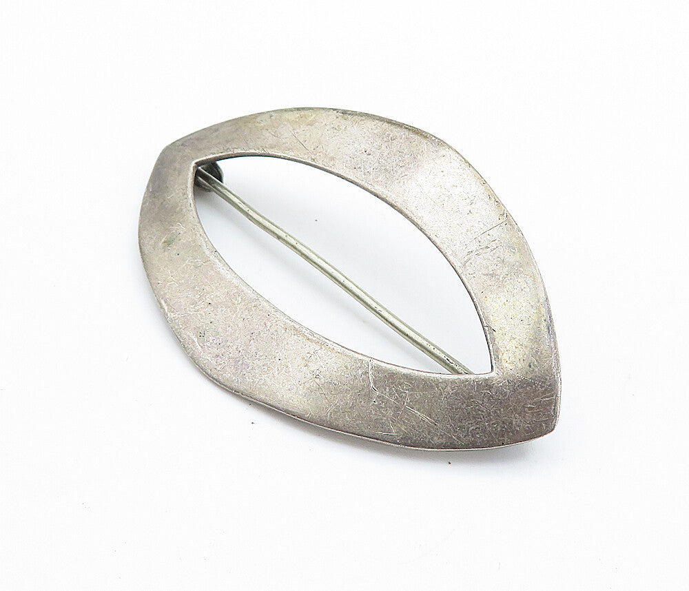 925 Sterling Silver  Vintage Antique Dark Tone Pointed Oval Brooch Pin  BP2774
