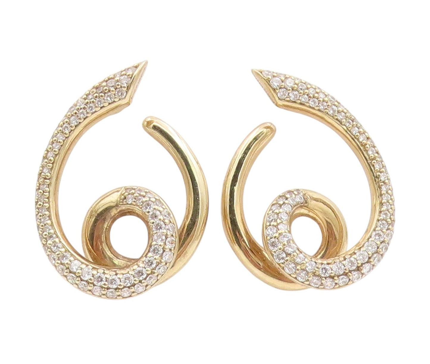 925 Sterling Silver Vintage Earrings Gold Plated CZ Classic Twisted Stud EG13796