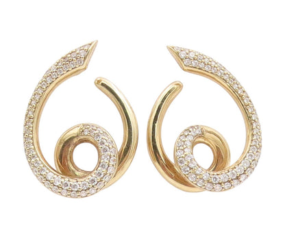 925 Sterling Silver Vintage Earrings Gold Plated CZ Classic Twisted Stud EG13796