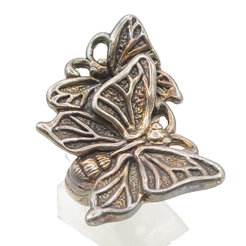 925 Sterling Silver  Vintage Dark Tone Butterflies Band Ring Sz 7  RG18091