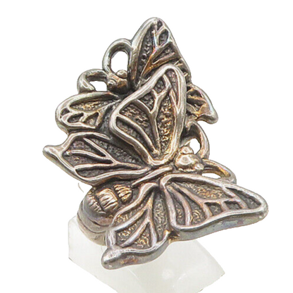 925 Sterling Silver  Vintage Dark Tone Butterflies Band Ring Sz 7  RG18091