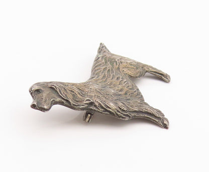 925 Sterling Silver Vintage Brooch Dark Tone Etched Golden Retriever   BP11695