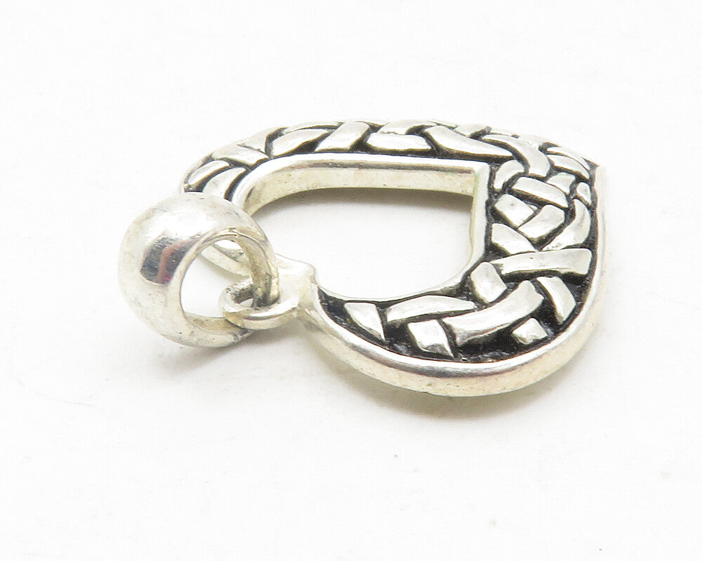 925 Sterling Silver  Vintage Twist Knot Patterned Love Heart Pendant  PT9569