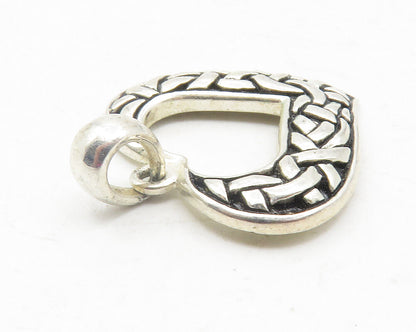 925 Sterling Silver  Vintage Twist Knot Patterned Love Heart Pendant  PT9569