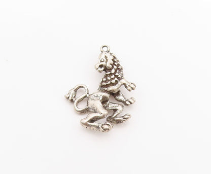 925 Sterling Silver Vintage Pendant Majestic Regal Lion Leo Zodiac Charm PT24815