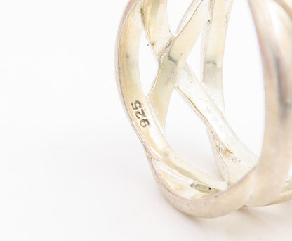 925 Sterling Silver Vintage Ring Openwork Celtic Knot Wide Band  Sz 7  RG34848