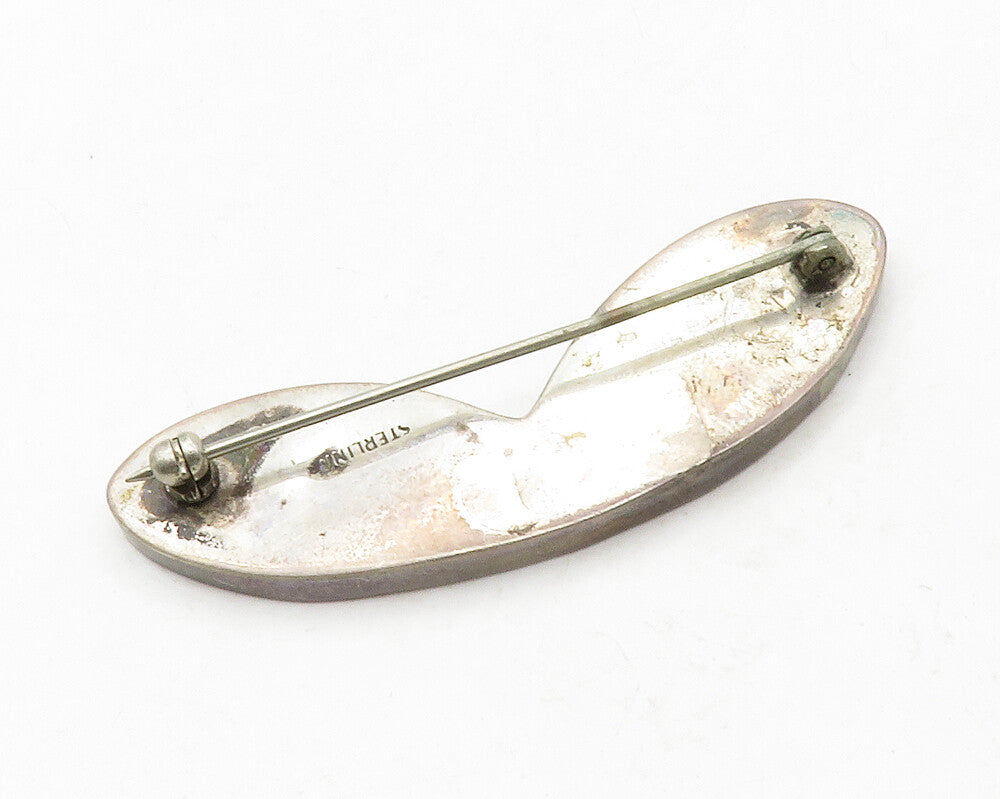 925 Sterling Silver  Vintage Turquoise Mosaic Pattern Brooch Pin  BP4980