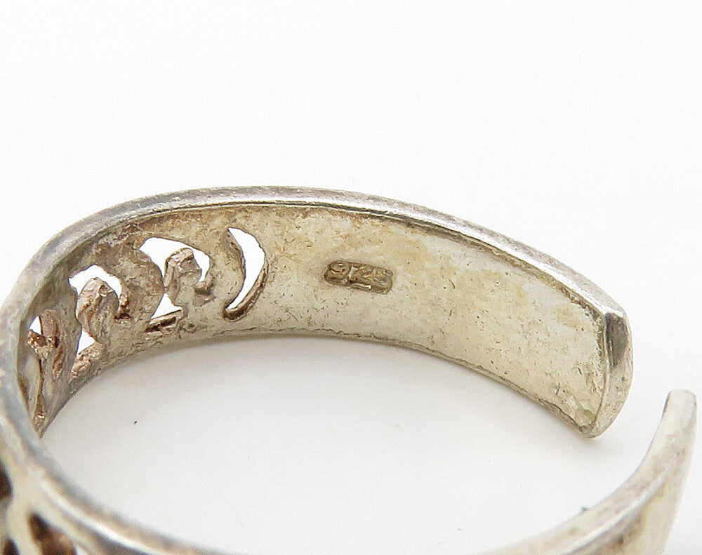 SOUTHWESTERN 925 Sterling Silver Vintage Turquoise Petite Band Ring Sz 3 RG16261