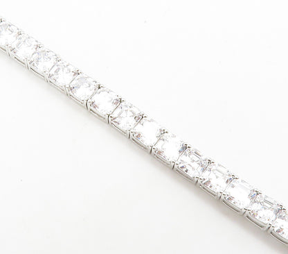 925 Sterling Silver  Sparkling Cushion Cut Cubic Zirconia Tennis Bracelet BT5866