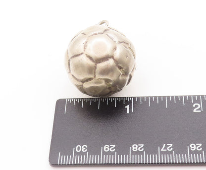 925 Sterling Silver Vintage Pendant MEXICO Puffed Football Jingles  PT22718