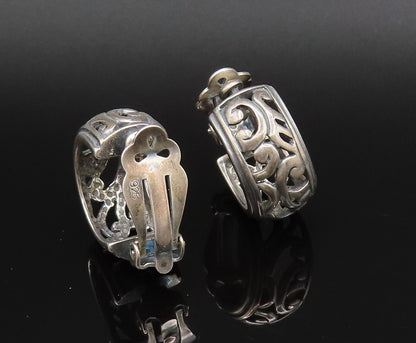 SILPADA 925 Silver  Vintage Oxidized Openwork Scroll Hoop Earrings  EG12084