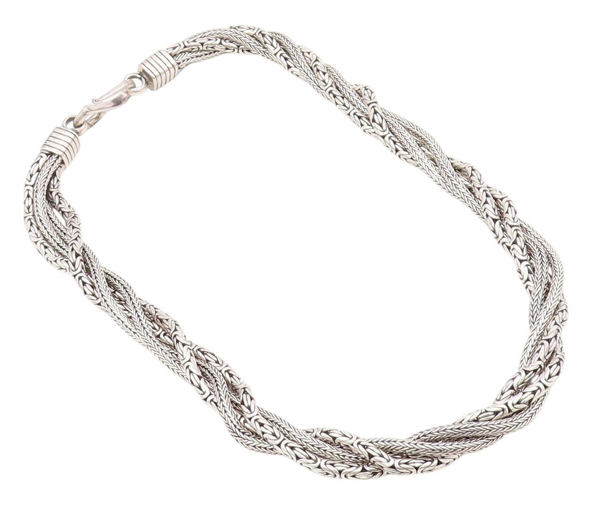 925 Sterling Silver Vintage Necklace BALI Dark Tone Designer Chains Twist NE4444