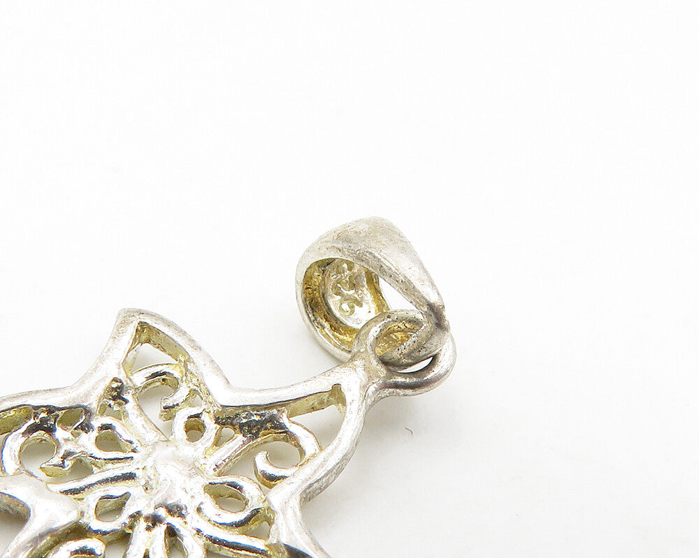 925 Sterling Silver  Vintage Petite Shiny Open Swirl Starfish Pendant  PT14425