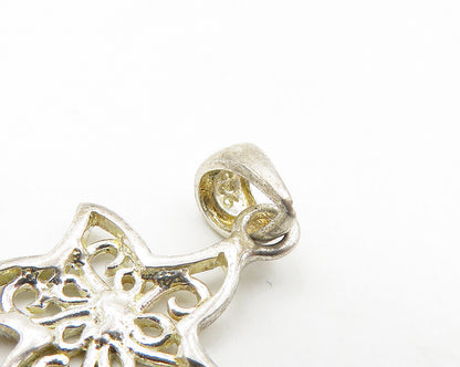 925 Sterling Silver  Vintage Petite Shiny Open Swirl Starfish Pendant  PT14425