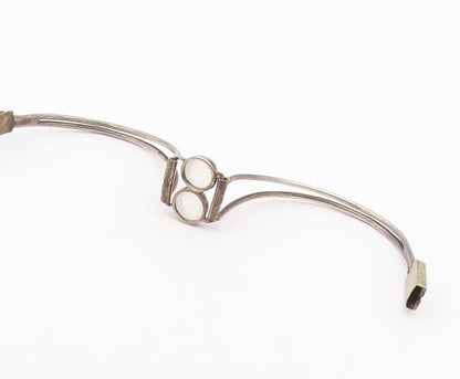 925 Silver  Vintage Double Cabochon Cat's Eye Split Bangle Bracelet  BT9608