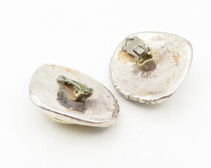 SANDRA LEVITSKI 925 Silver   Vintage 2 Tone Cobble Non Pierce Earrings  EG5761