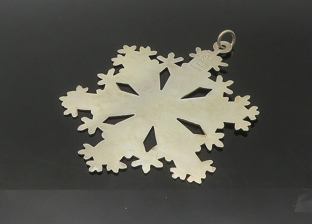 MMA 925 Sterling Silver   Vintage Antique 1971 Snowflake Pendant  PT18296