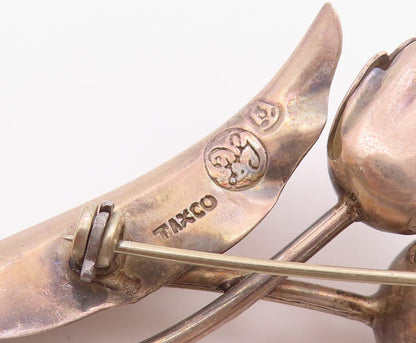 DAMASO GALLEGOS MEXICO 925 Silver  Vintage Blooming Flowers Brooch Pin  BP8256