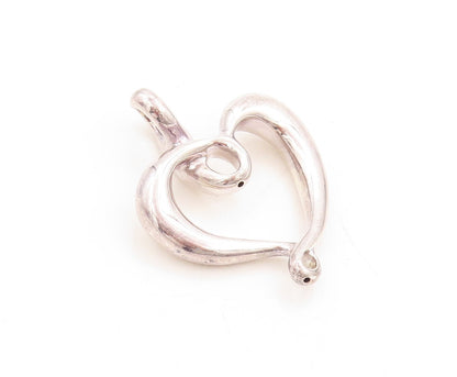 925 Sterling Silver Vintage Pendant Modernist Swirled Cutout Heart  PT23875