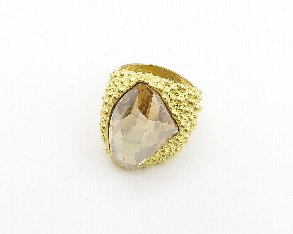 925 Sterling Silver  Faceted Topaz Gold Plated Cocktail Ring Sz 10  RG17241