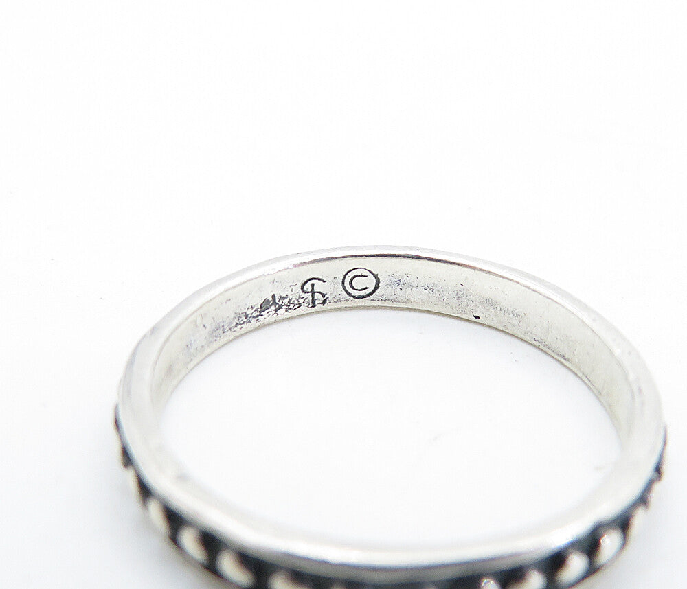 SHUBE 925 Silver  Vintage Oxidized Circle Pattern Thin Band Ring Sz 7  RG6423