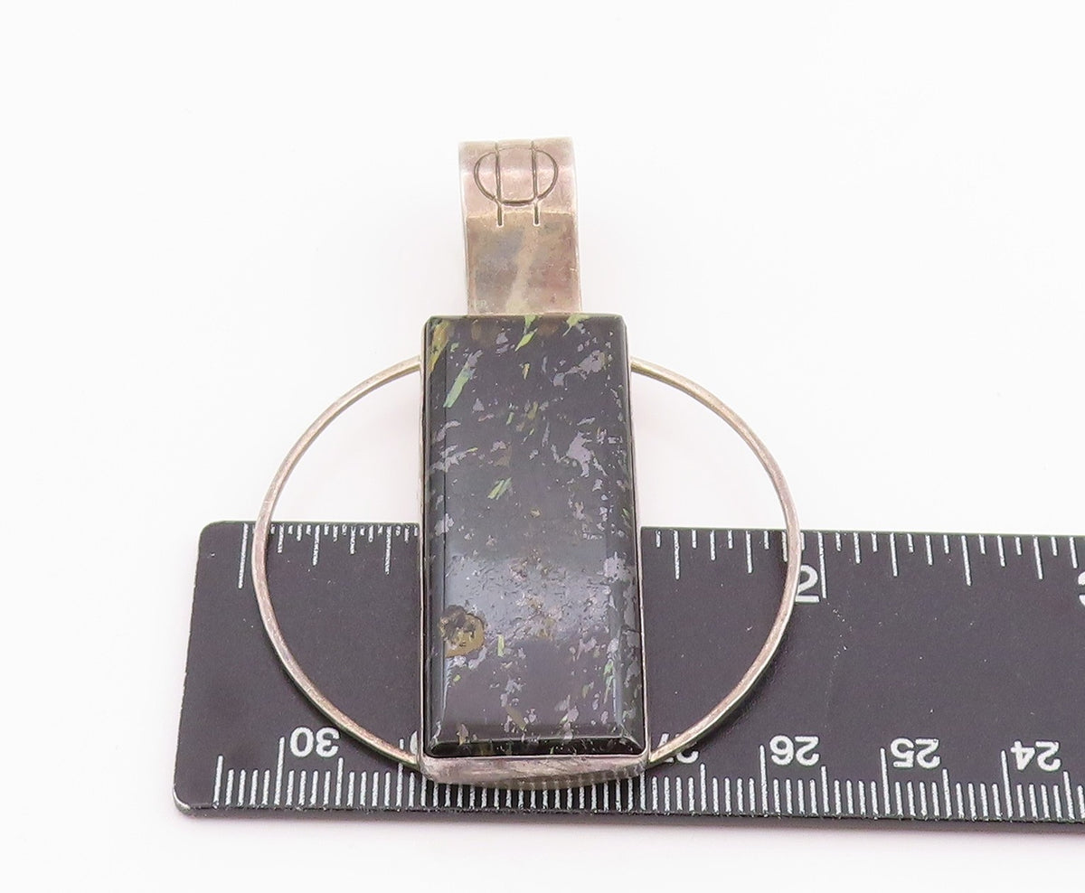 925 Sterling Silver Vintage Pendant DTR JAY KING Black Opal Circle Bar  PT26040