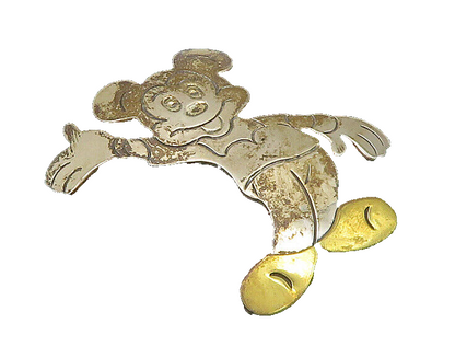 SHEILA MEXICO 925 Silver  Vintage Two Tone Mickey Mouse Brooch Pin  BP8698