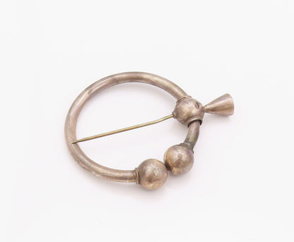 925 Sterling Silver Vintage Key Chain Antique Dark Tone Roman Penannular  TR3935