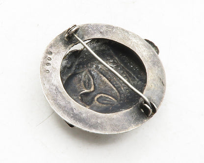 925 Sterling Silver  Vintage Antique Dark Tone Woman Face Brooch Pin  BP4577