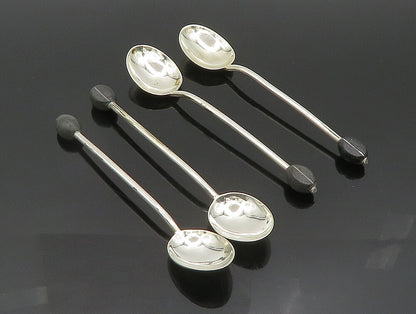 ENGLAND 925 Sterling Silver  Vintage Shiny Four Piece Enamel Spoon Set  TR3311