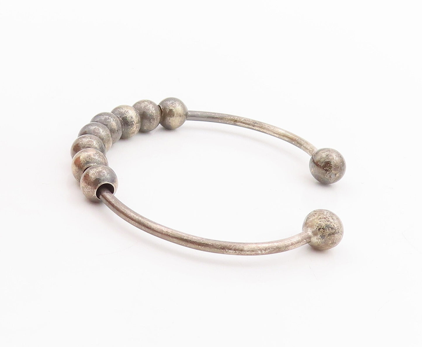925 Sterling Silver Vintage Bracelet Minimalist Movable Beaded Cuff  BT10706