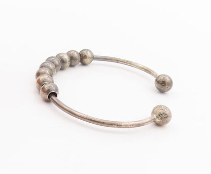 925 Sterling Silver Vintage Bracelet Minimalist Movable Beaded Cuff  BT10706
