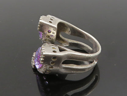 925 Sterling Silver  Vintage Purple Cubic Zirconia & Topaz Ring Sz 8  RG24340