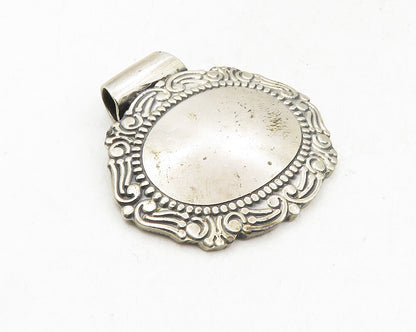 925 Sterling Silver  Vintage Swirl Patterned Border Slide Pendant  PT7883
