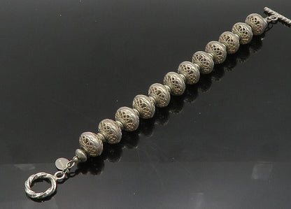 925 Sterling Silver  Vintage Knot Pattern Beaded Chain Bracelet  BT8027