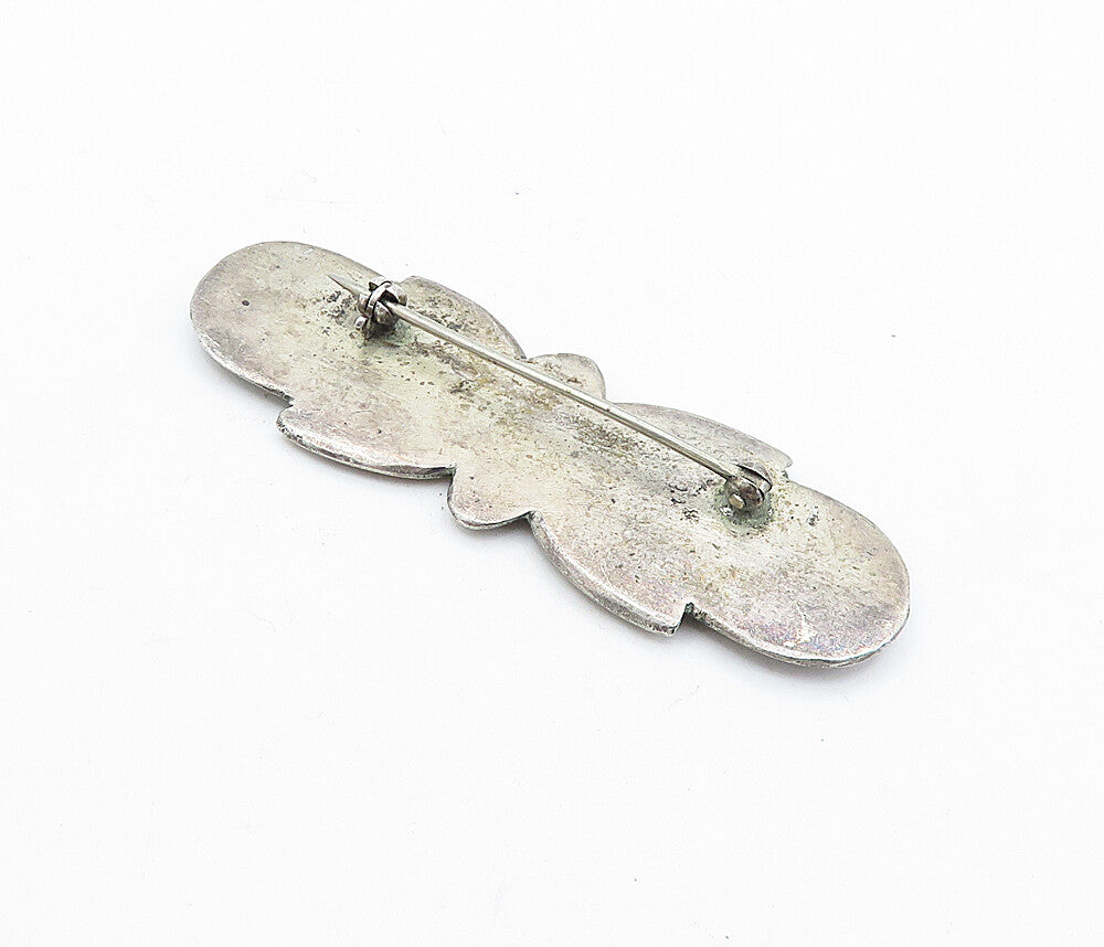 925 Sterling Silver  Vintage Antique Dark Tone Smooth Brooch Pin  BP2562