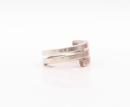 925 Sterling Silver Vintage Ring Solid Spiral Coil Cutout  Sz 5  RG28849