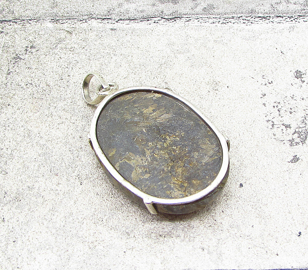 925 Sterling Silver  Vintage Cabochon Cut Jasper Oval Drop Pendant  PT1500