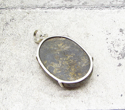 925 Sterling Silver  Vintage Cabochon Cut Jasper Oval Drop Pendant  PT1500