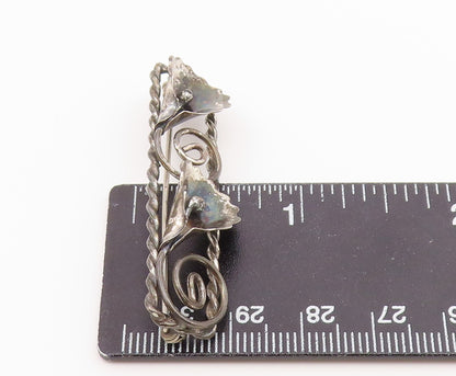 MICHELE 925 Silver  Vintage Double Bellflower Twisted Rope Brooch Pin  BP9729